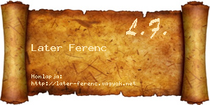 Later Ferenc névjegykártya